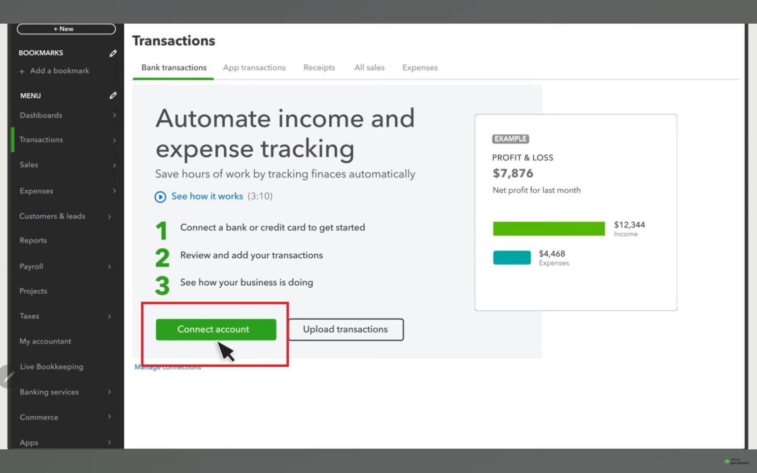 Connect Bank and Credit Card Accounts to QuickBooks Online