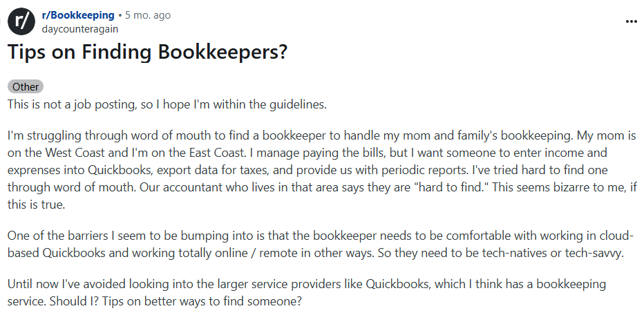 reddit bookkeeping service near me